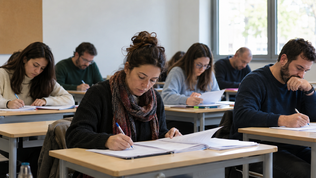 examen en clase con concentración examen en clase con concentración